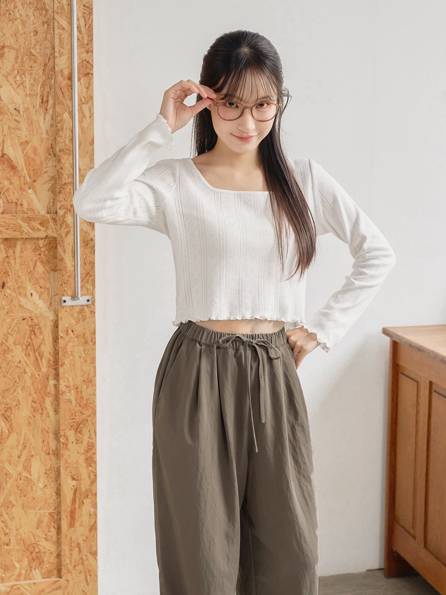 Pleated Elastic Waist Pants