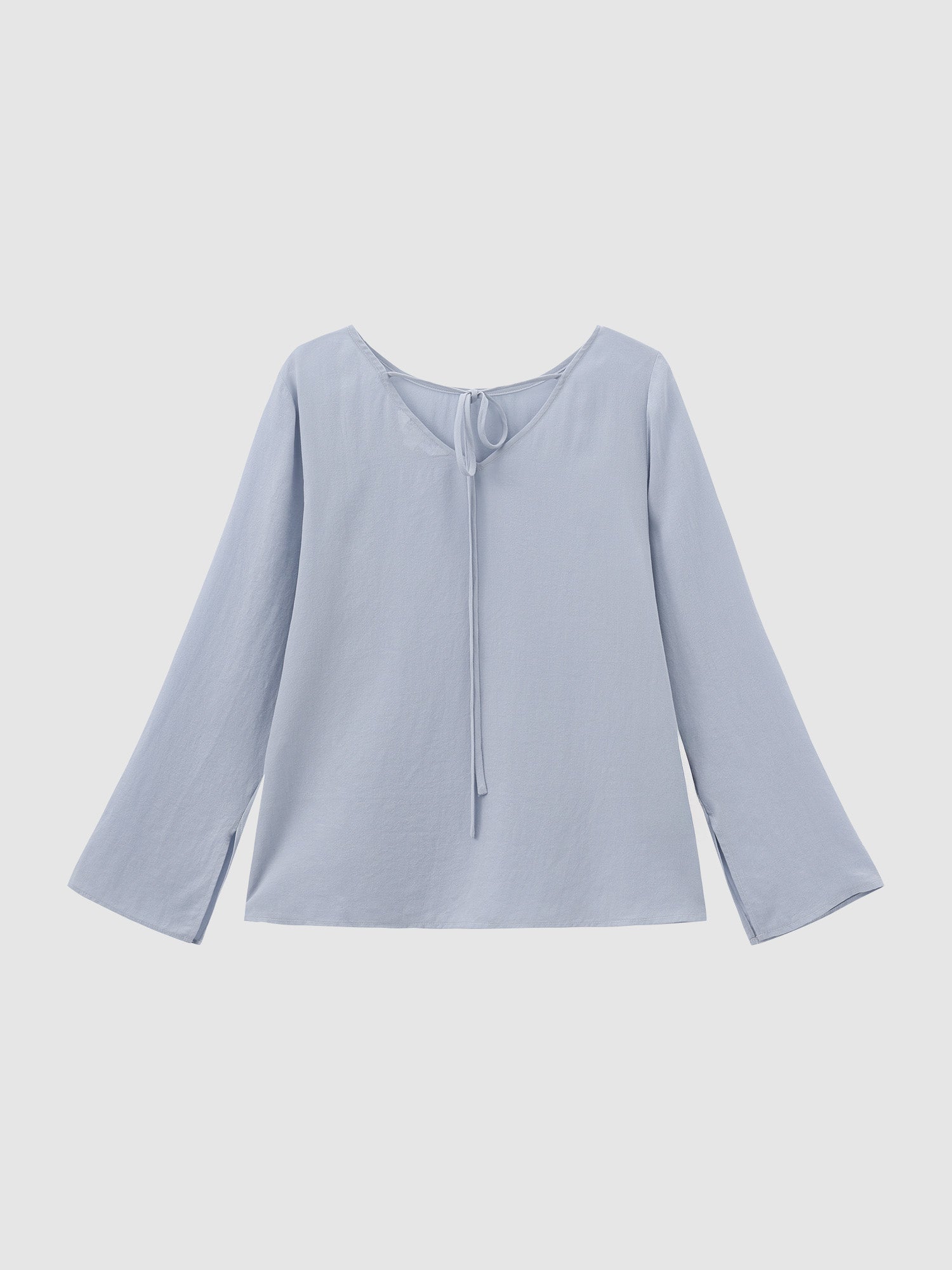 霧面綁帶開衩袖上衣