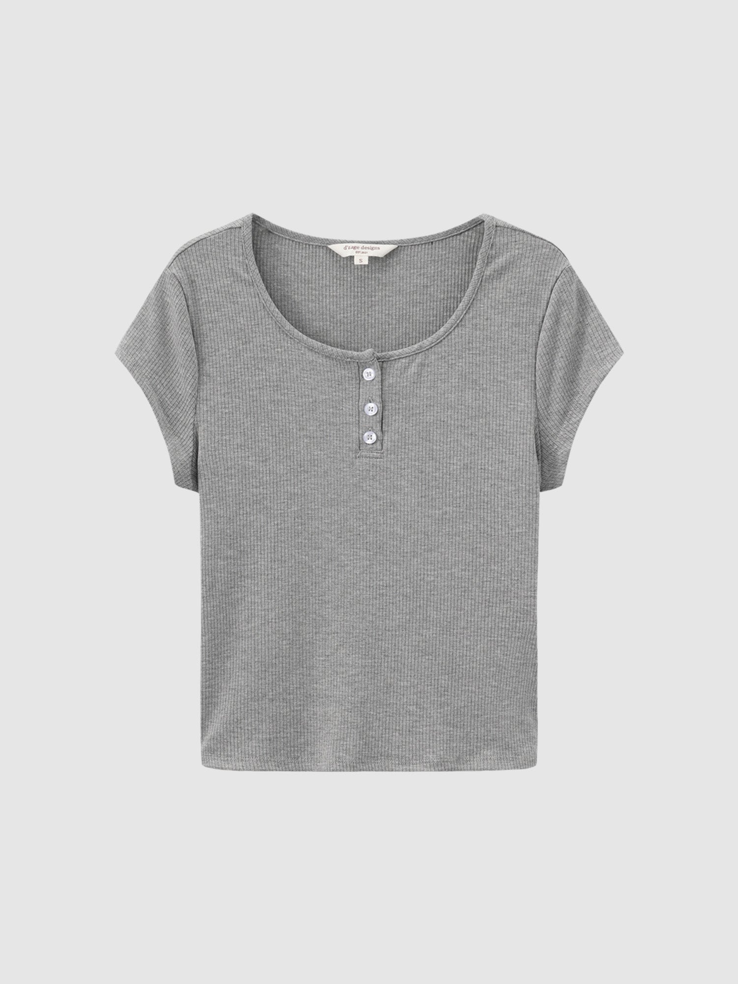 Henley Neck Ribbed Top