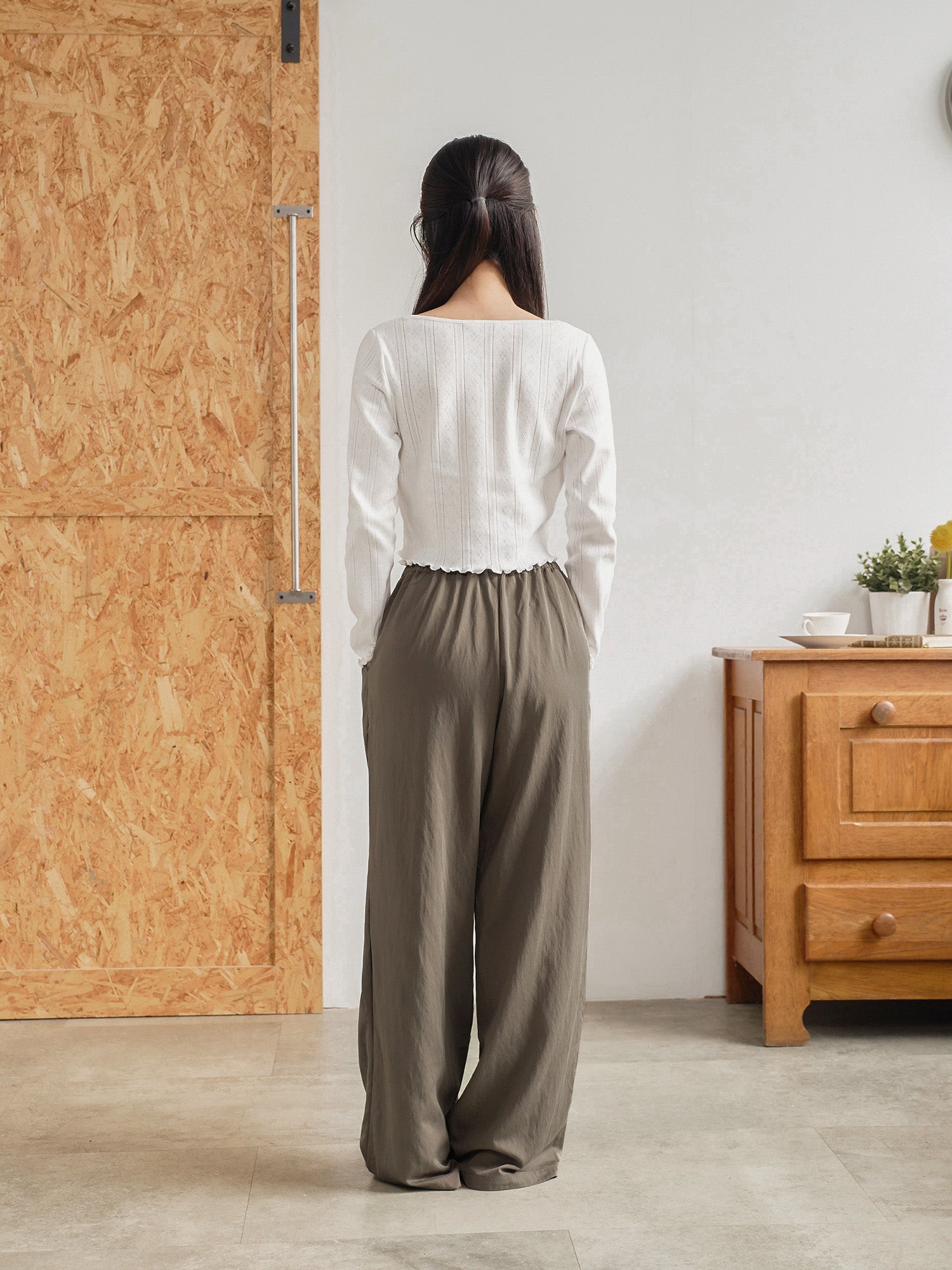 Pleated Elastic Waist Pants