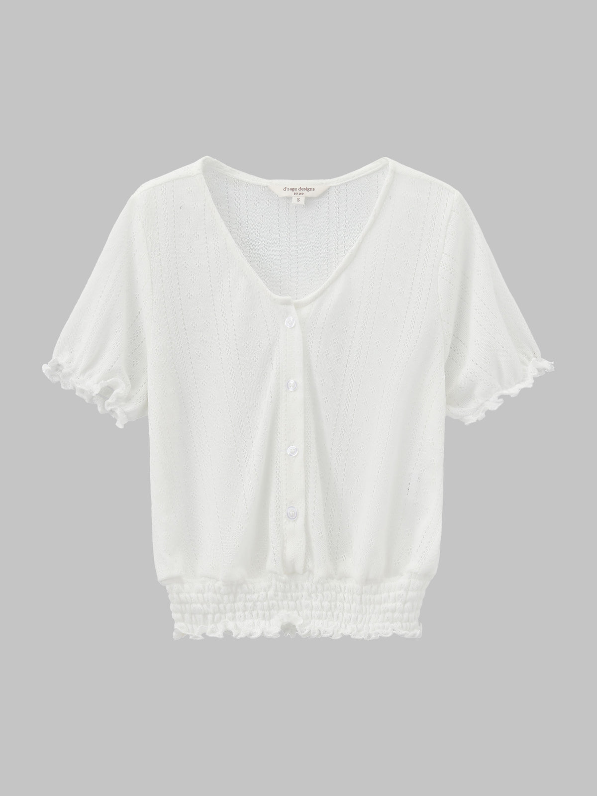 Pointelle Shirring Waist Top