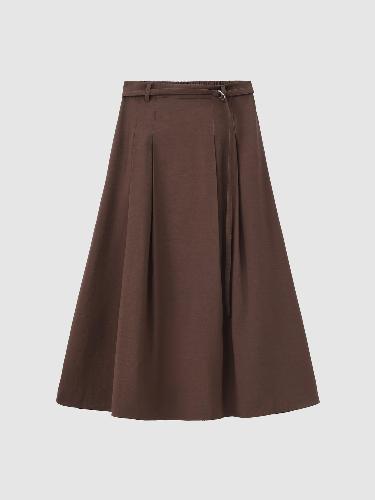 Pleated Midi Skirt With Belt