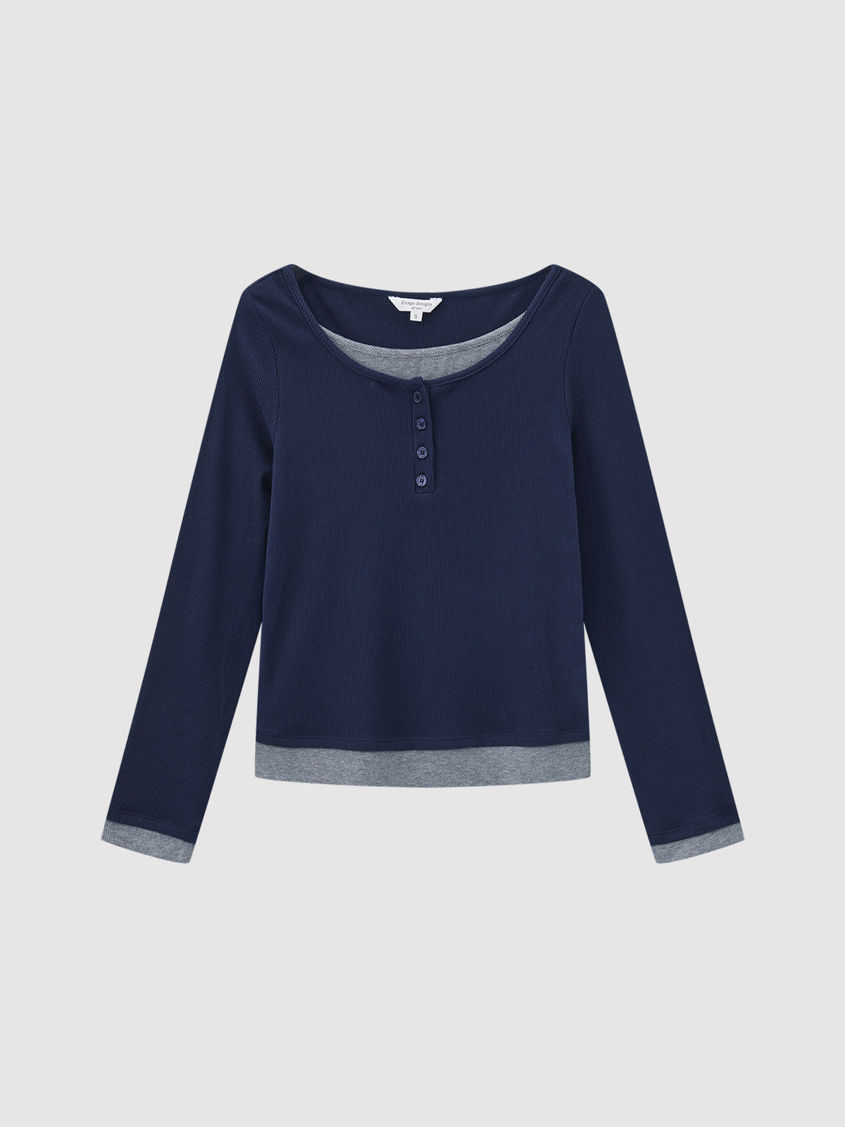 Soft Contrast Layered Henley Top