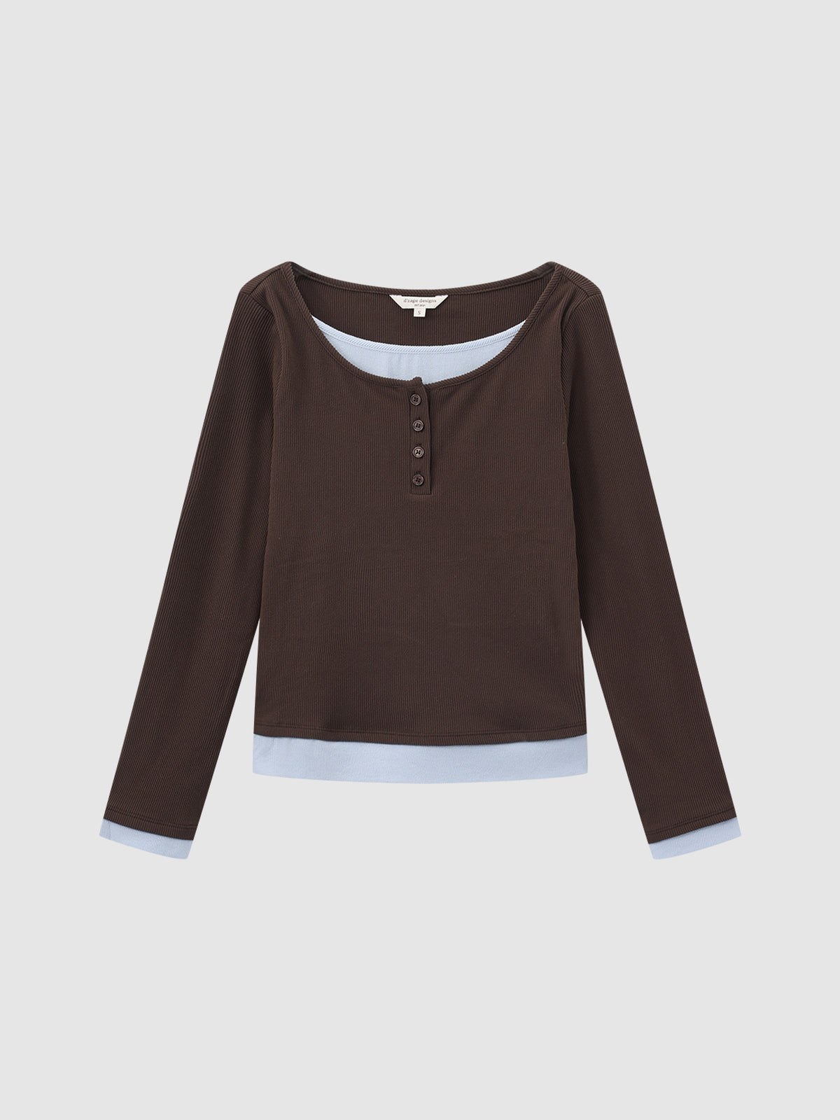 Soft Contrast Layered Henley Top