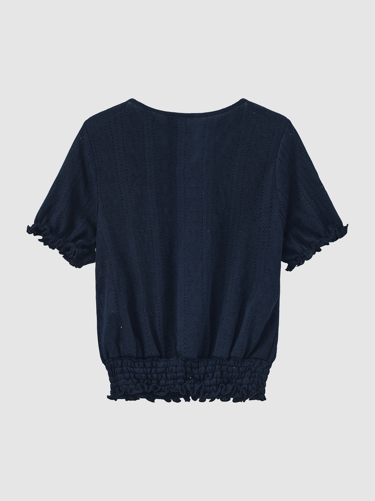 Pointelle Shirring Waist Top