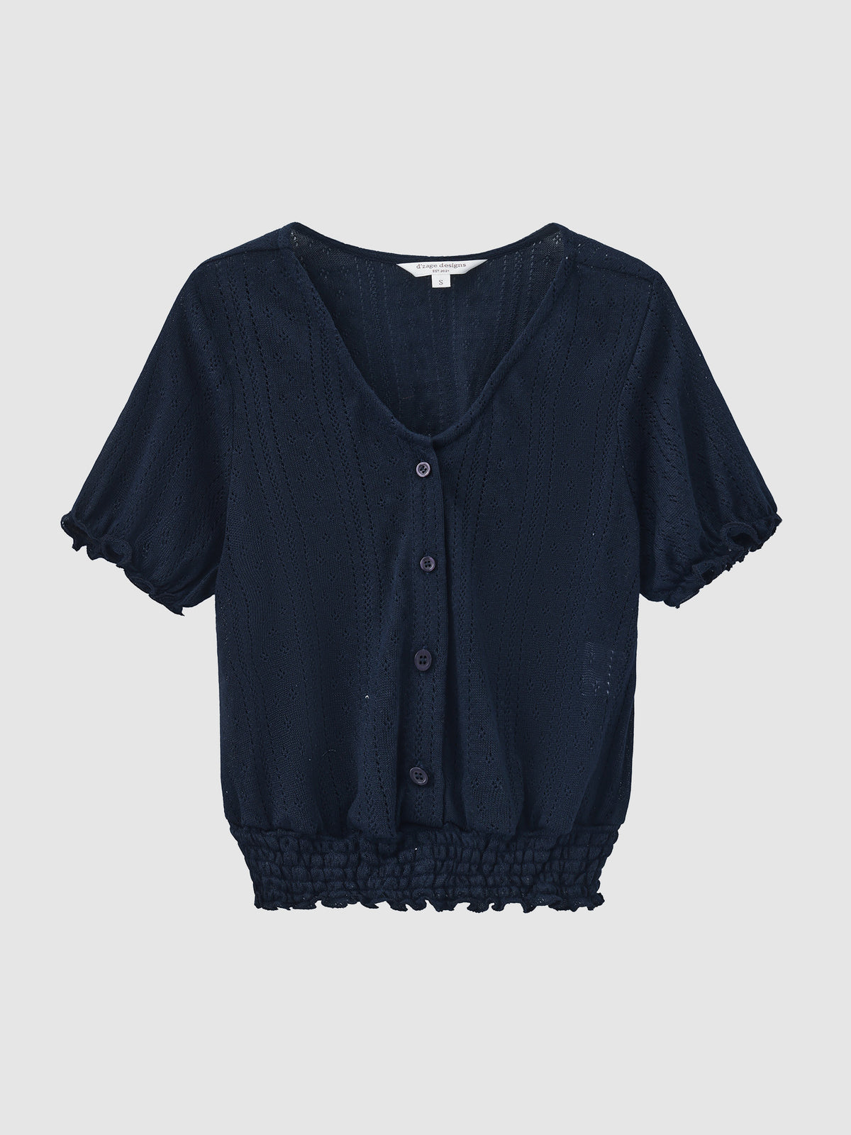 Pointelle Shirring Waist Top