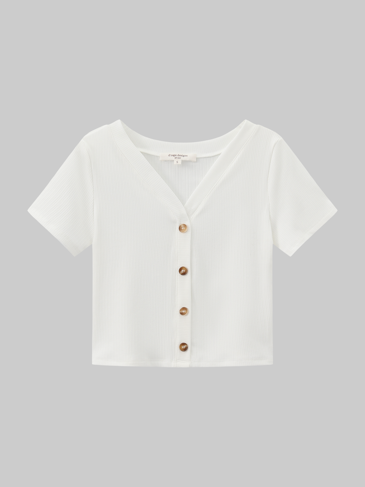 Buttoned V-neck Knit Top