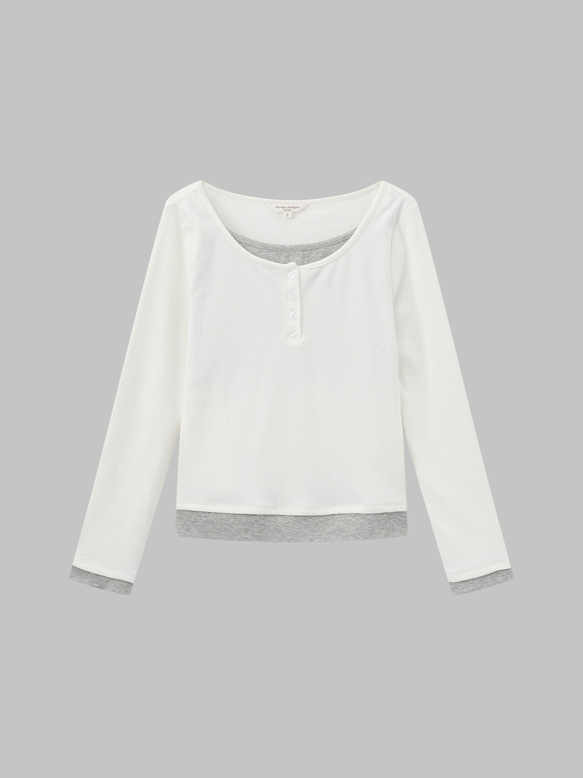 Soft Contrast Layered Henley Top