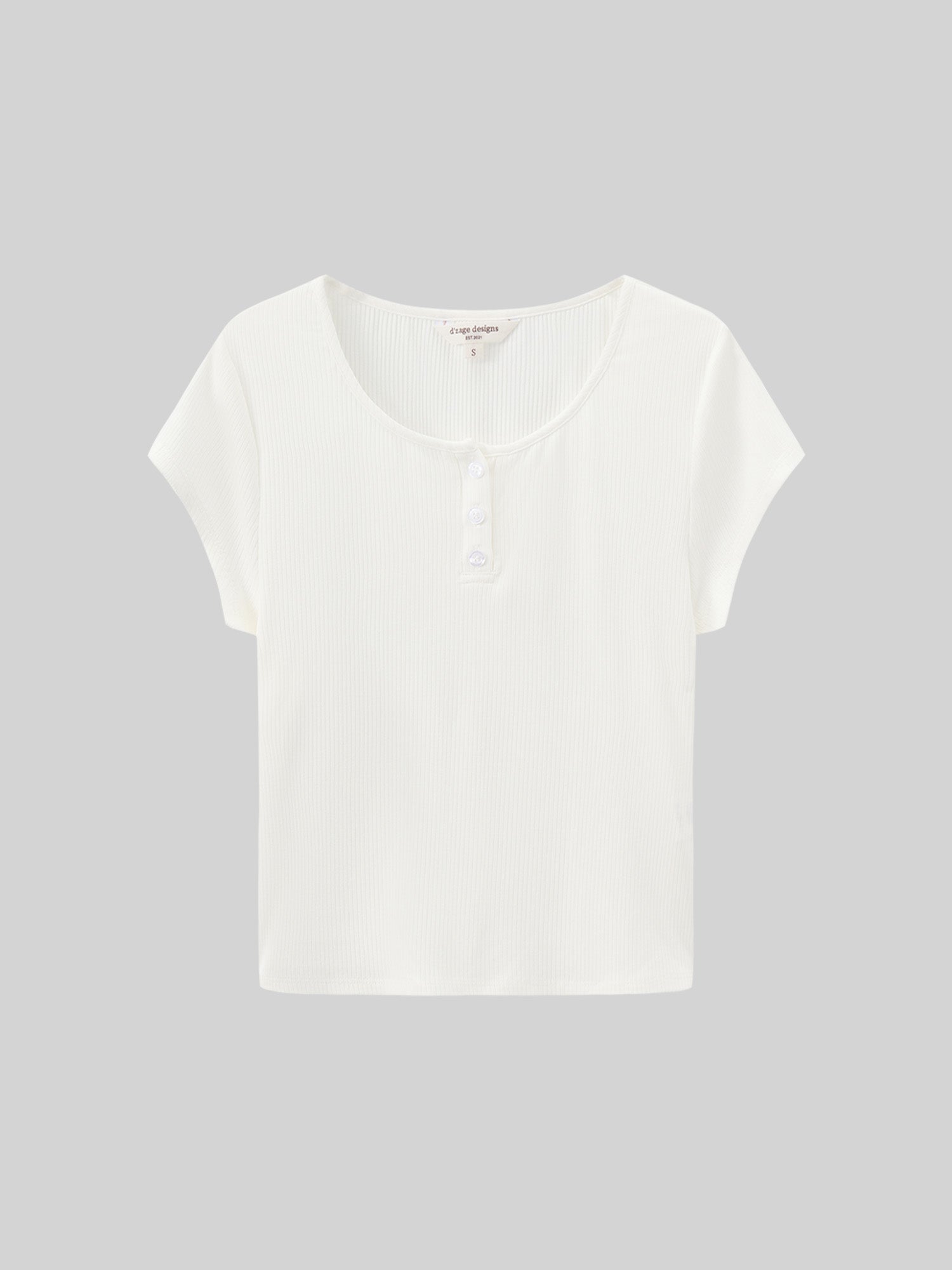 Henley Neck Ribbed Top