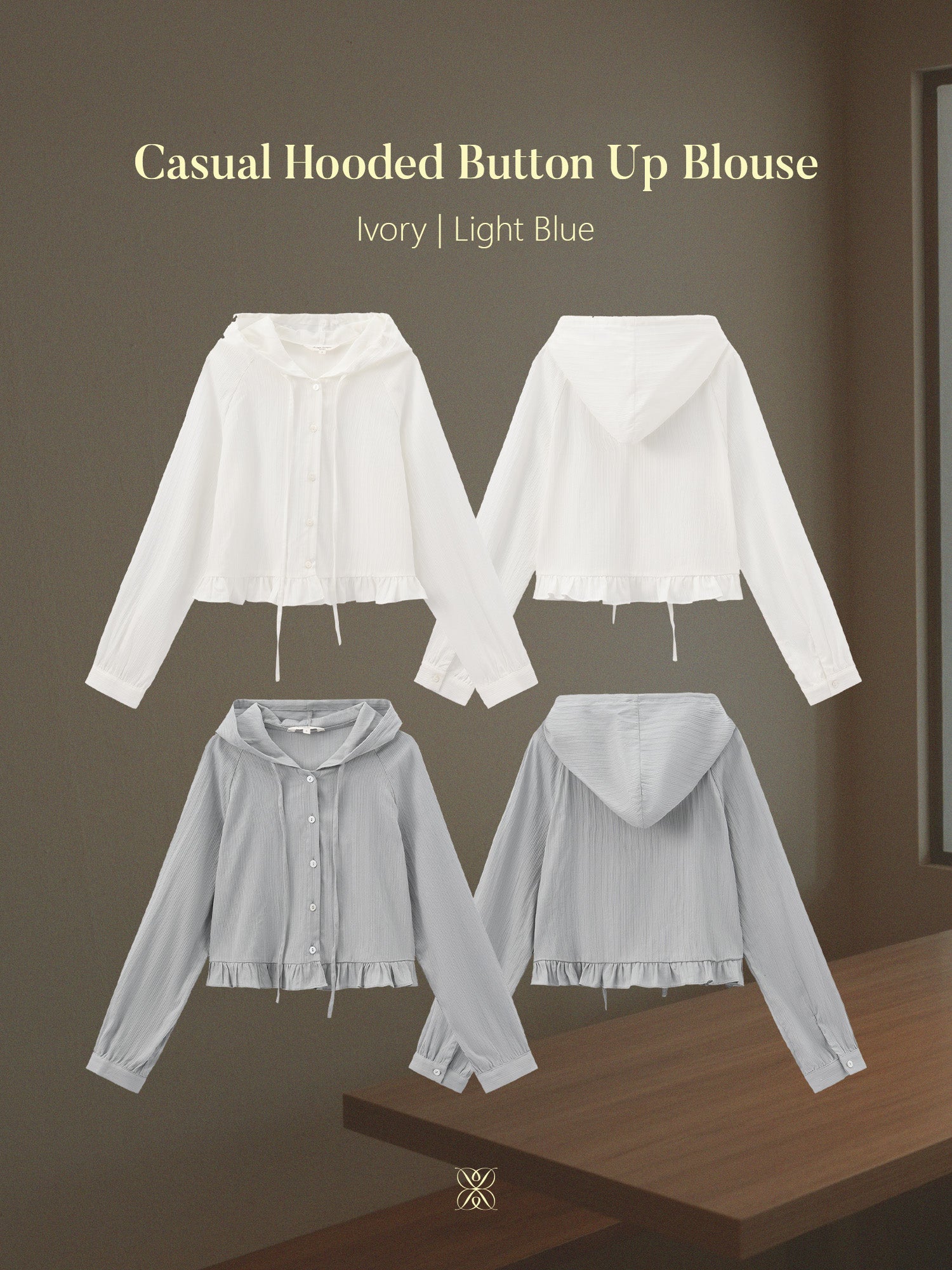 Casual Hooded Button Up Blouse