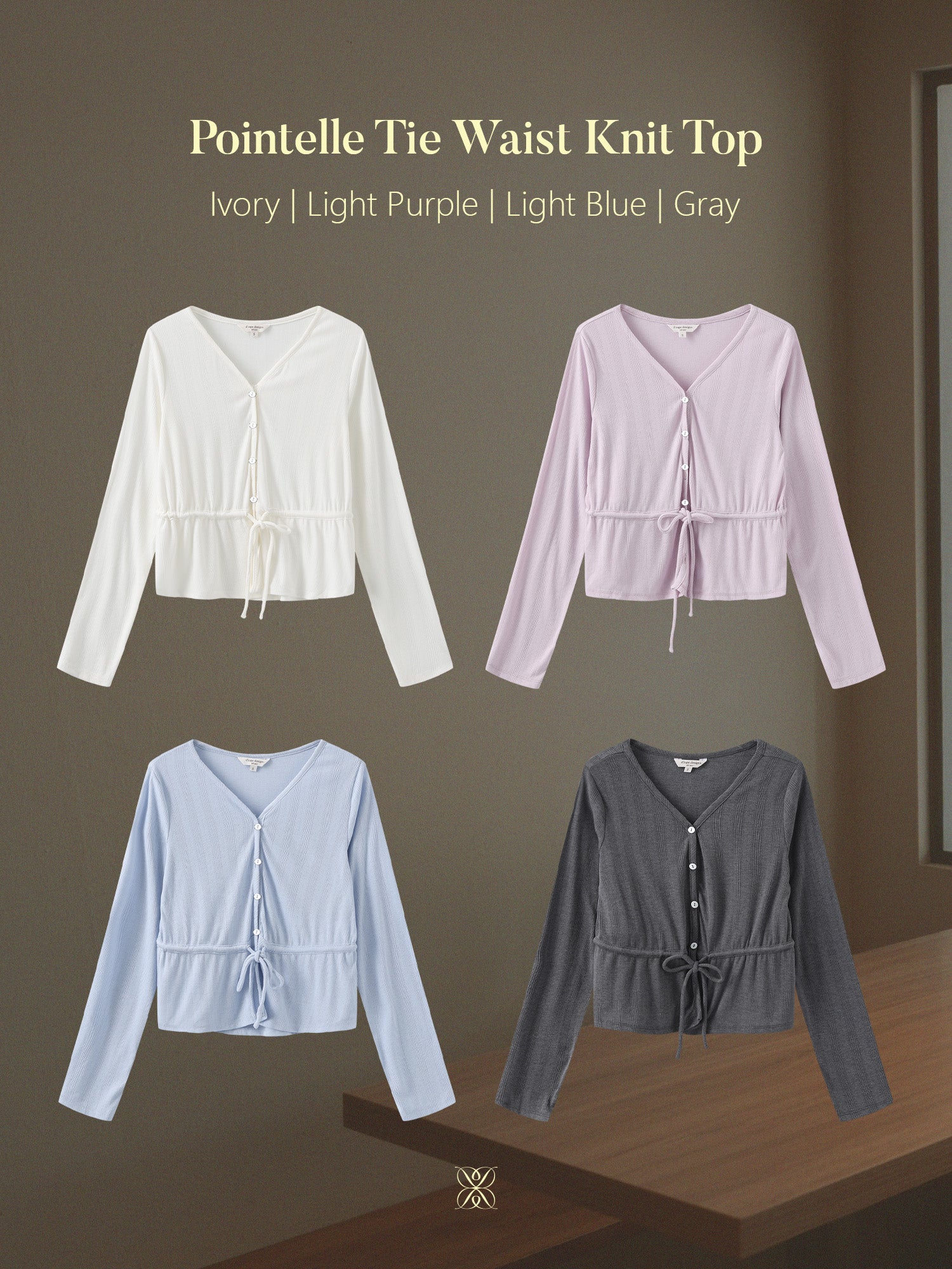 Pointelle Tie Waist Knit Top