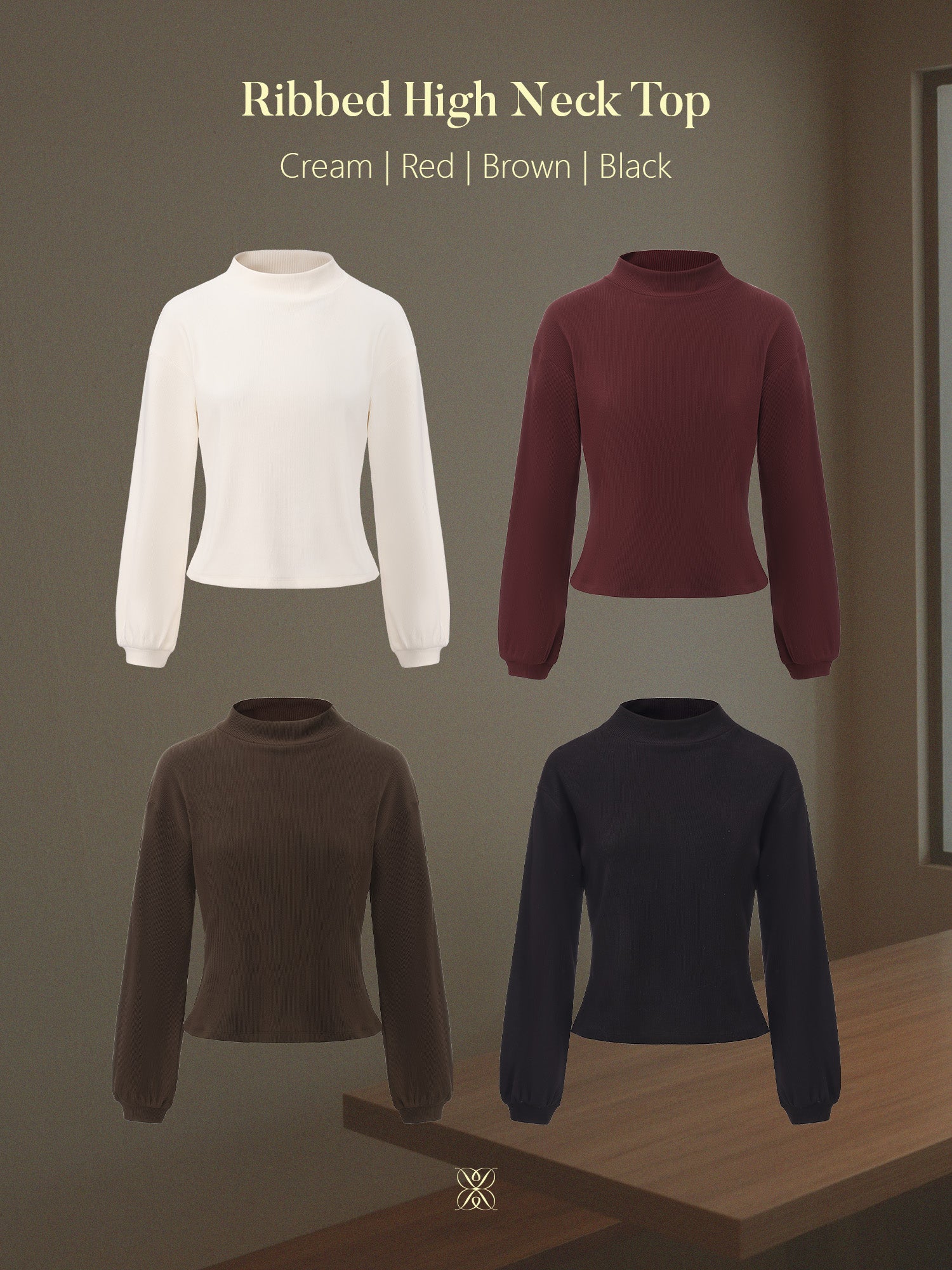 Ribbed High Neck Top