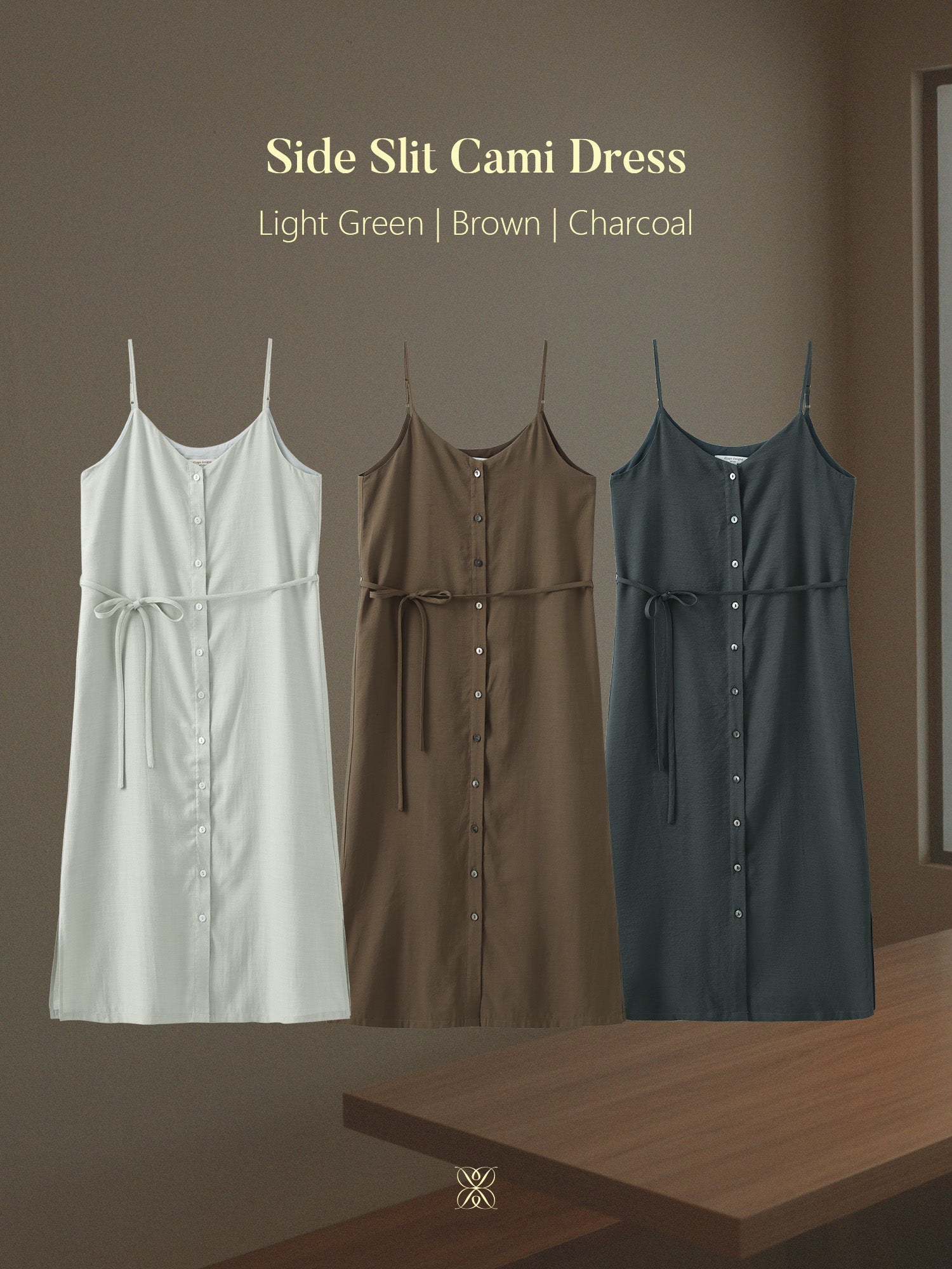 Wool-Blend Side Slit Cami Dress