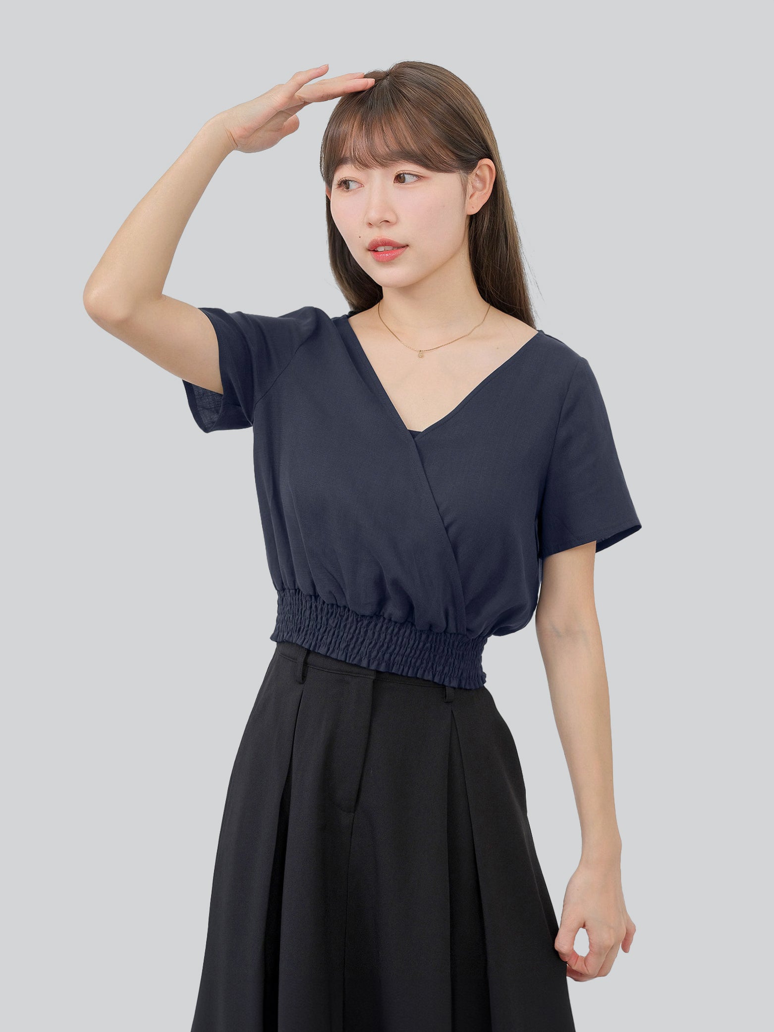 Hermione Shirred Waist Wrap Top