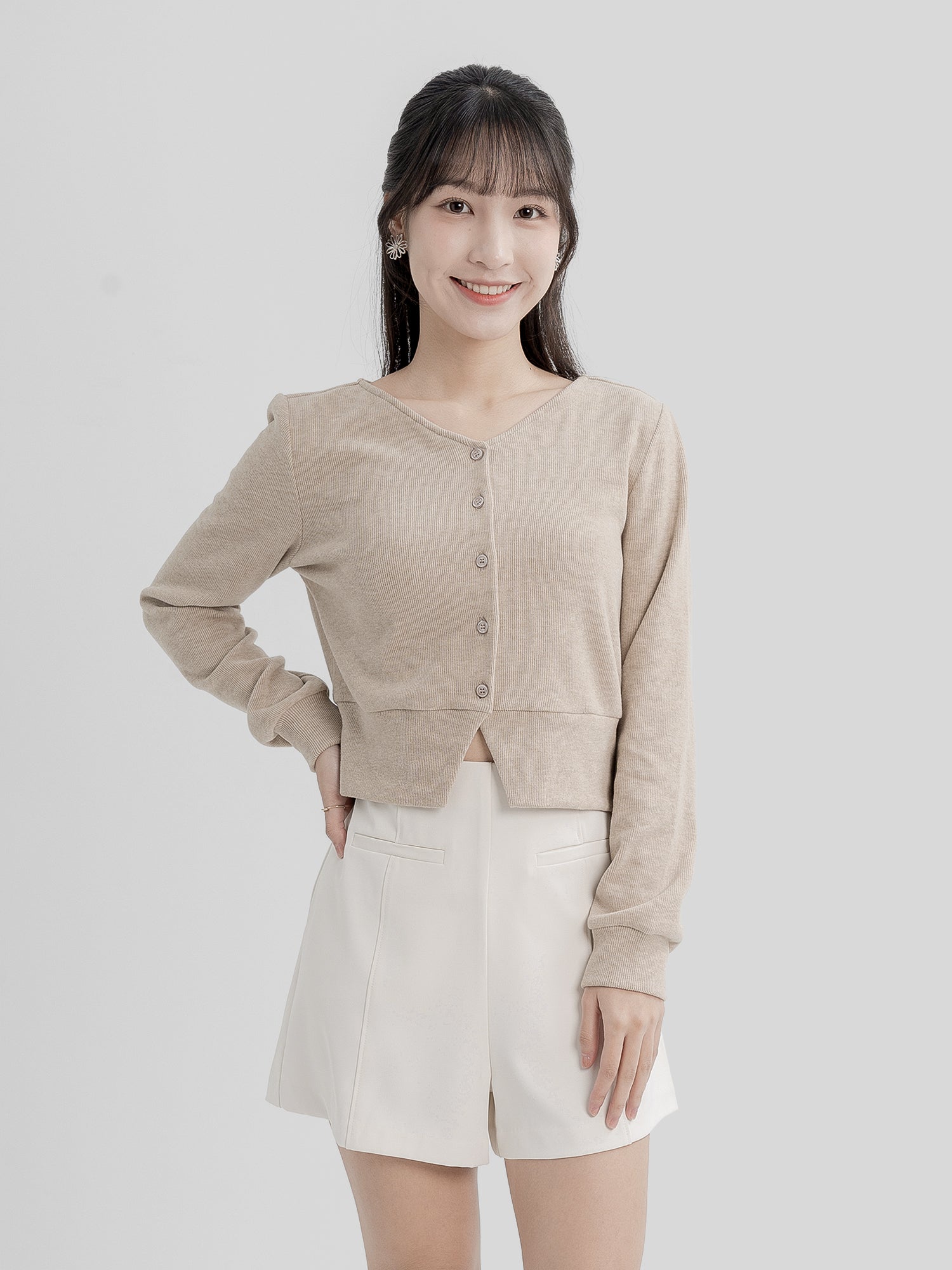 Fion Buttoned Knit Top (90% Cashmere)