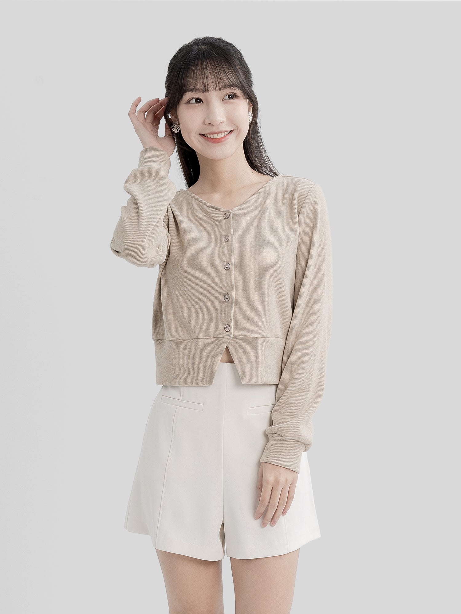 Fion Buttoned Knit Top (90% Cashmere)