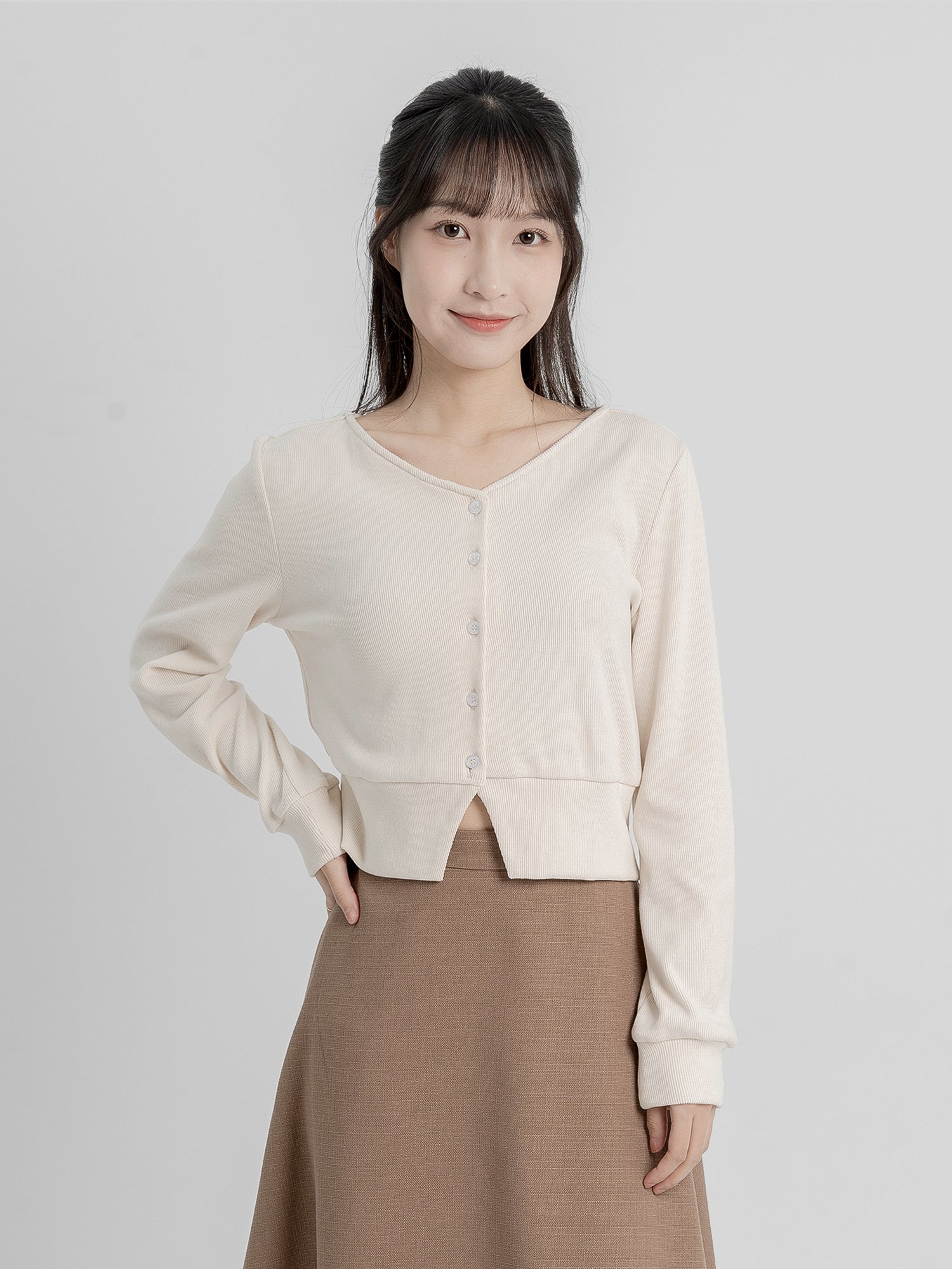 Fion Buttoned Knit Top (90% Cashmere)