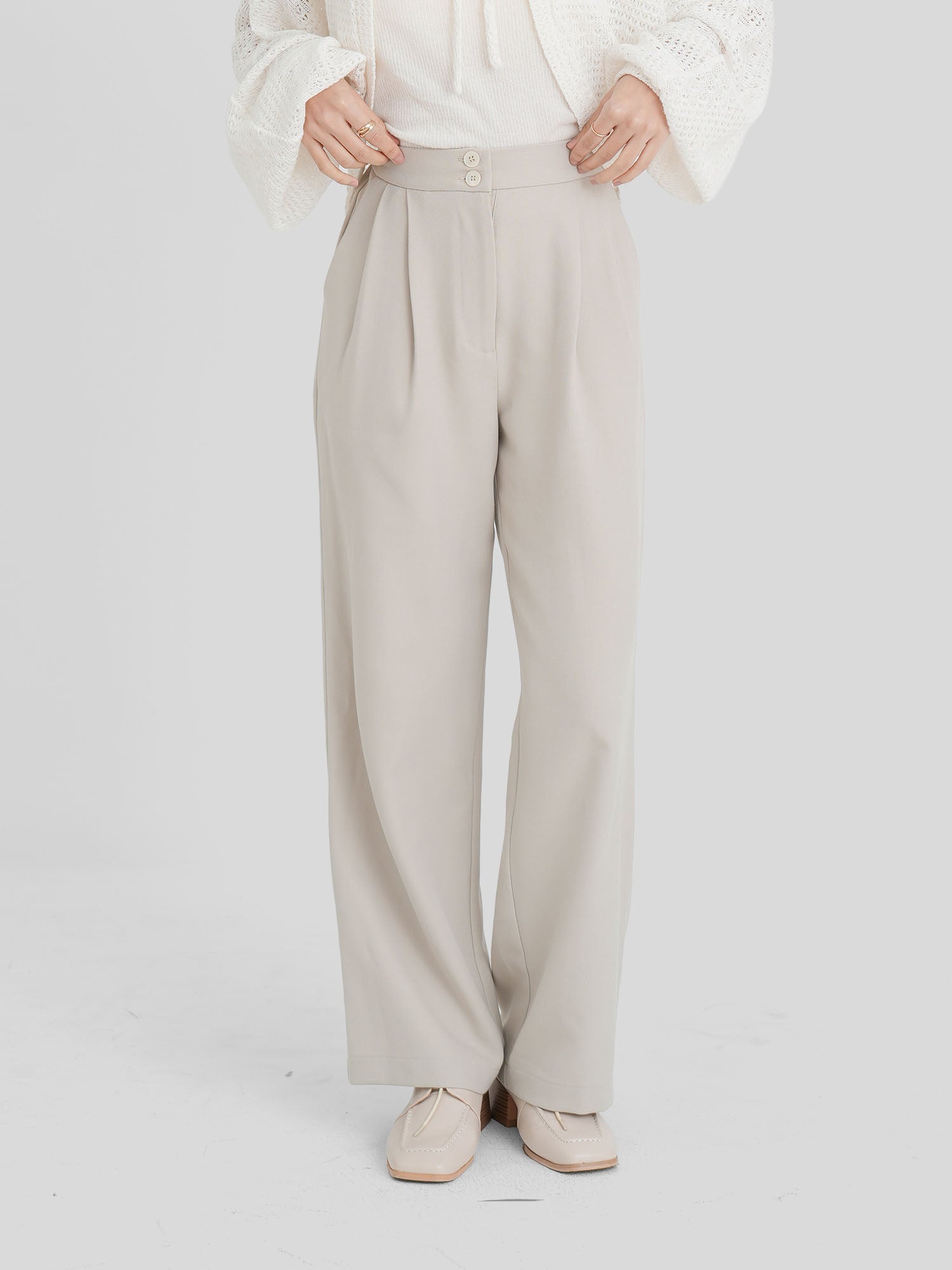 Dual Buttoned Pleat Pants (4 Colours)