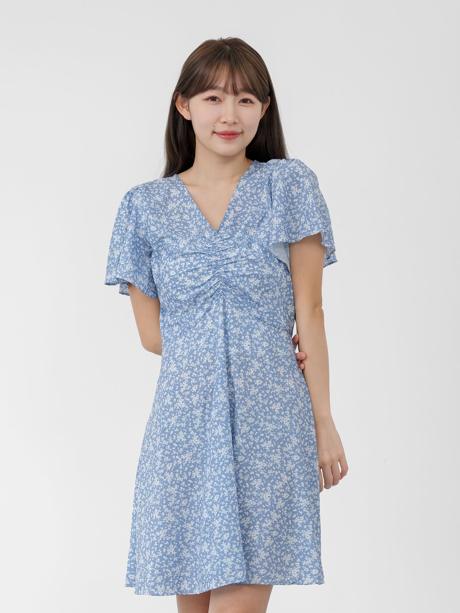 Mariel Floral V-neck Mini Dress*