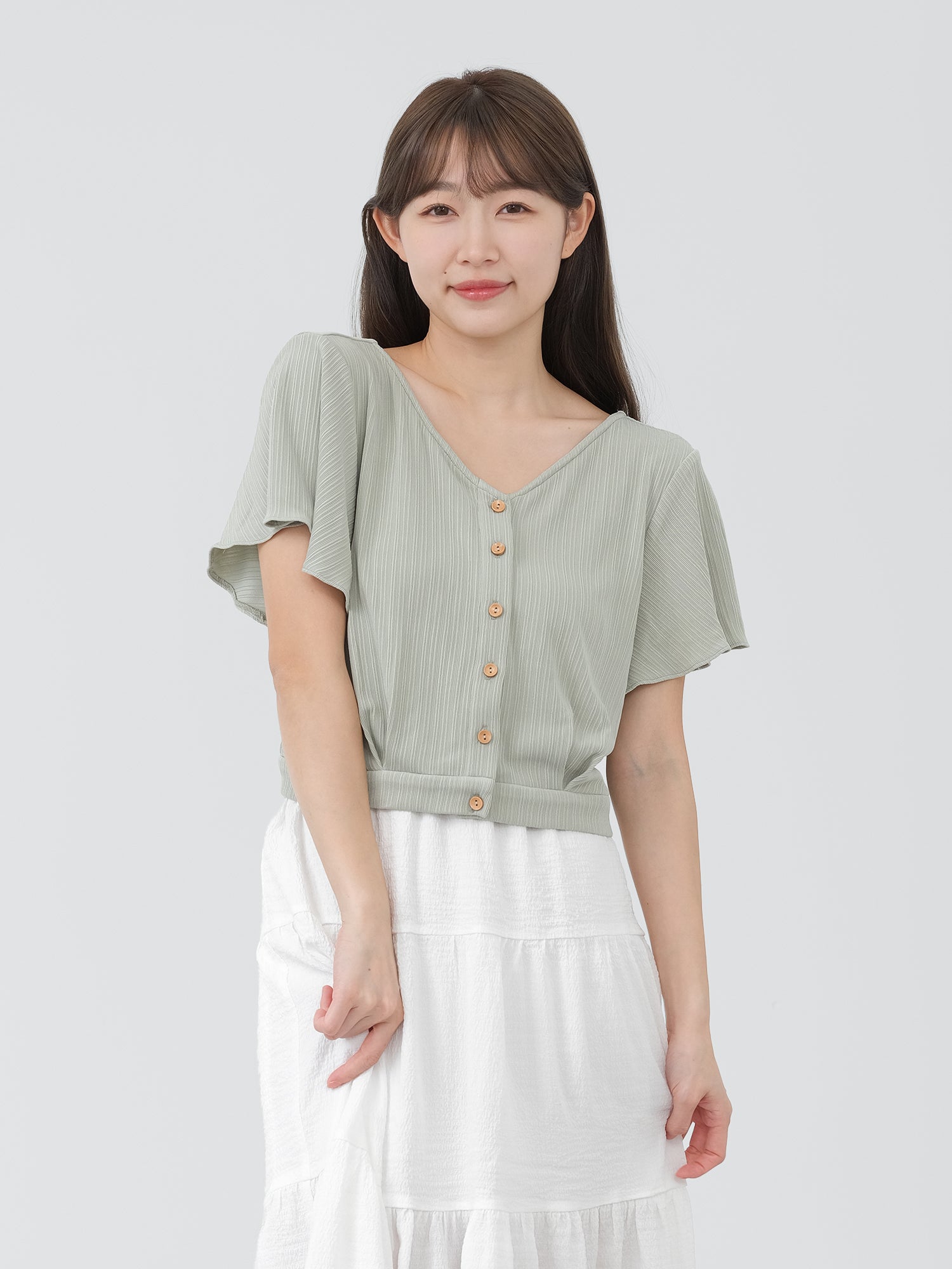 Rihu Ruffle Sleeve Crop Top*