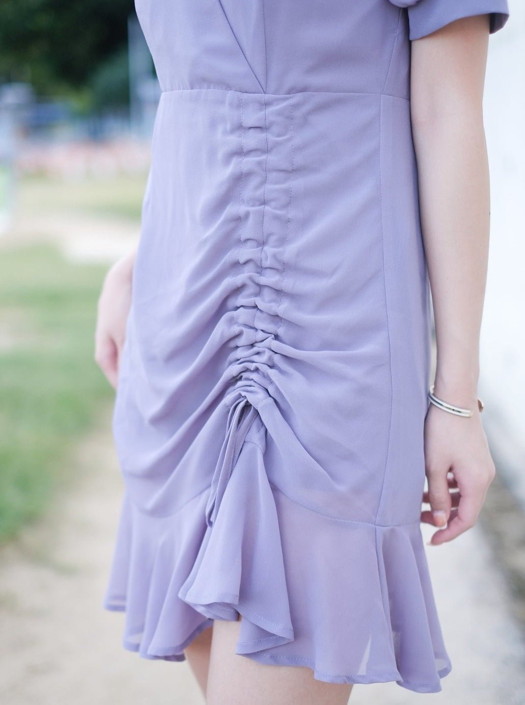 Short Wrap Dress HEATHER - DAG-DD7847-21HeatherXS - Purple - XS - D'zage Designs