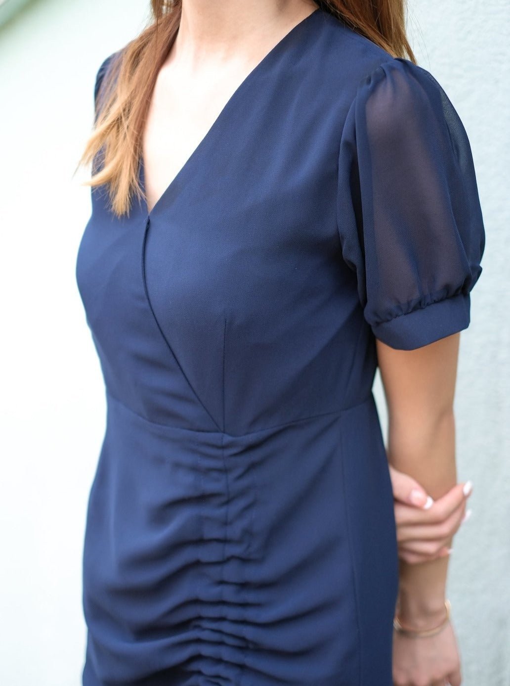 Short Wrap Dress NAVY - DAG-DD7847-21NavyXS - Navy Blue - XS - D'zage Designs