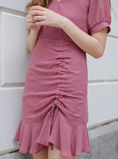 Short Wrap Dress ROSEWOOD - DAG-DD7847-21RosewoodXS - Pink - XS - D'zage Designs