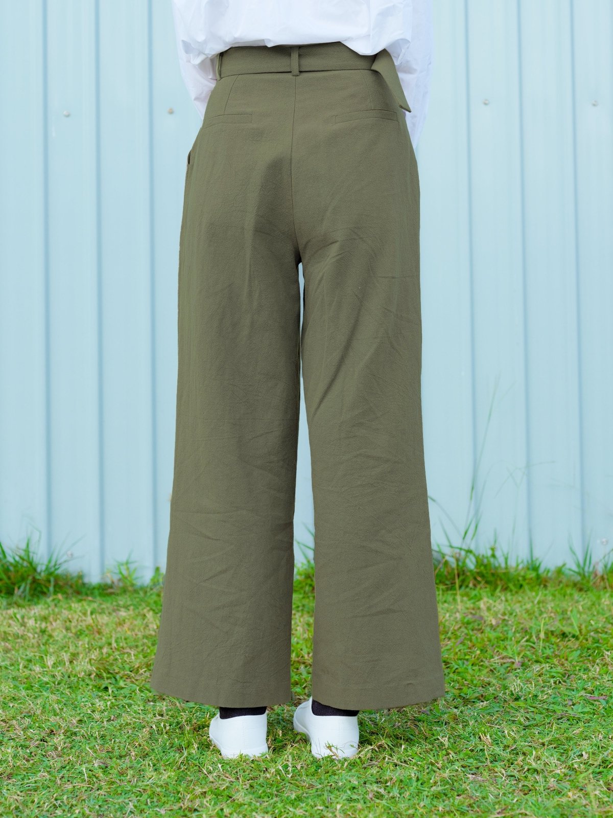 Belted Wide Leg Pants FOREST - DAG-DD8811-21ForestS - Matcha Green - S - D'ZAGE Designs