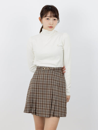 Harpa Plaid Buckle Pleated Skirt - DAG-DD0067-22BrownPlaidS - Brownie - S - D'ZAGE Designs