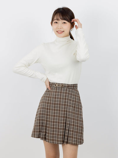 Harpa Plaid Buckle Pleated Skirt - DAG-DD0067-22BrownPlaidS - Brownie - S - D'ZAGE Designs