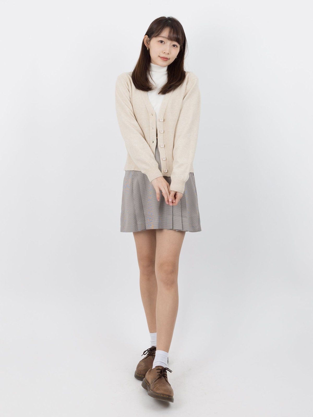 Quincy V-neck Knitted Cardigan - DAG-G-9639-22AlmondF - Almond Cream - F - D'ZAGE Designs