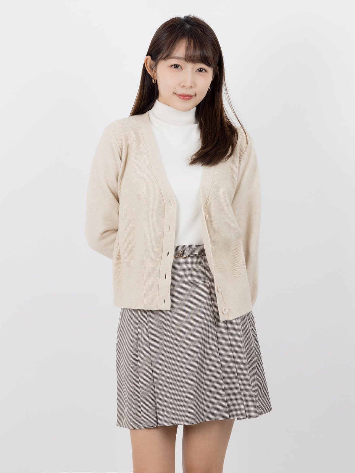 Quincy V-neck Knitted Cardigan - DAG-G-9639-22AlmondF - Almond Cream - F - D'ZAGE Designs