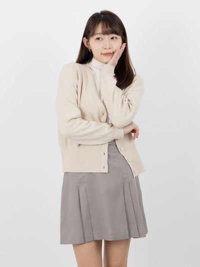 Quincy V-neck Knitted Cardigan - DAG-G-9639-22AlmondF - Almond Cream - F - D'ZAGE Designs