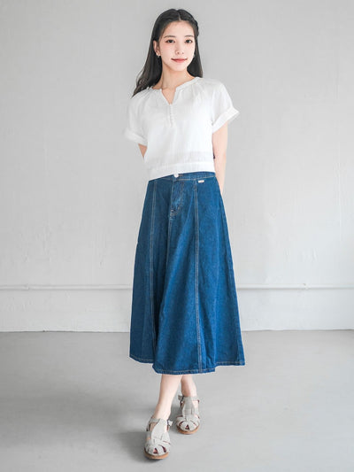 Perlin Buttoned Crop Blouse - DAG-DD0406-23IvoryS - Mochi Ivory - S - D'ZAGE Designs