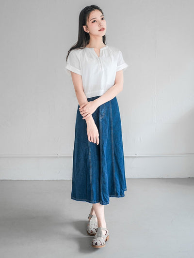 Perlin Buttoned Crop Blouse - DAG-DD0406-23IvoryS - Mochi Ivory - S - D'ZAGE Designs