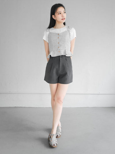 Tay Tie Shoulder Mini Top - DAG-DD0097-23LightGrayS - Gray - F - D'ZAGE Designs
