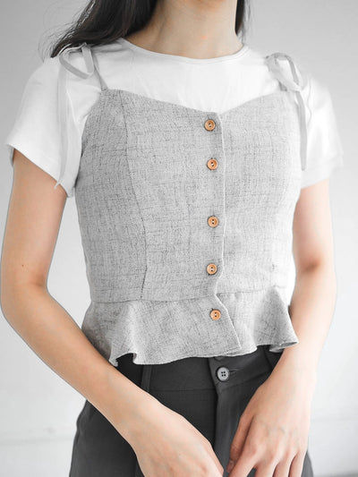 Tay Tie Shoulder Mini Top - DAG-DD0097-23LightGrayS - Gray - F - D'ZAGE Designs