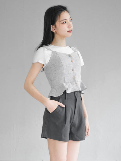 Tay Tie Shoulder Mini Top - DAG-DD0097-23LightGrayS - Gray - F - D'ZAGE Designs