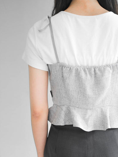 Tay Tie Shoulder Mini Top - DAG-DD0097-23LightGrayS - Gray - F - D'ZAGE Designs