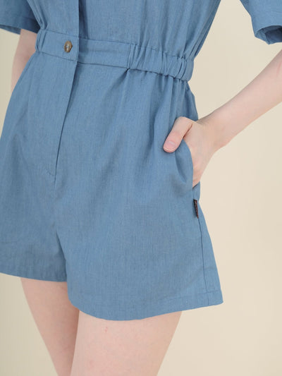 Hanna Classic Elasticated Romper DENIM - DAG-DD9340-22LightDenimF - Baby Blue - F - D'ZAGE Designs