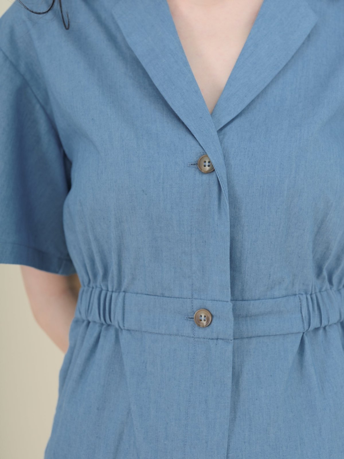 Hanna Classic Elasticated Romper DENIM - DAG-DD9340-22LightDenimF - Baby Blue - F - D'ZAGE Designs