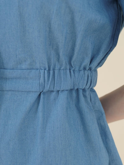 Hanna Classic Elasticated Romper DENIM - DAG-DD9340-22LightDenimF - Baby Blue - F - D'ZAGE Designs