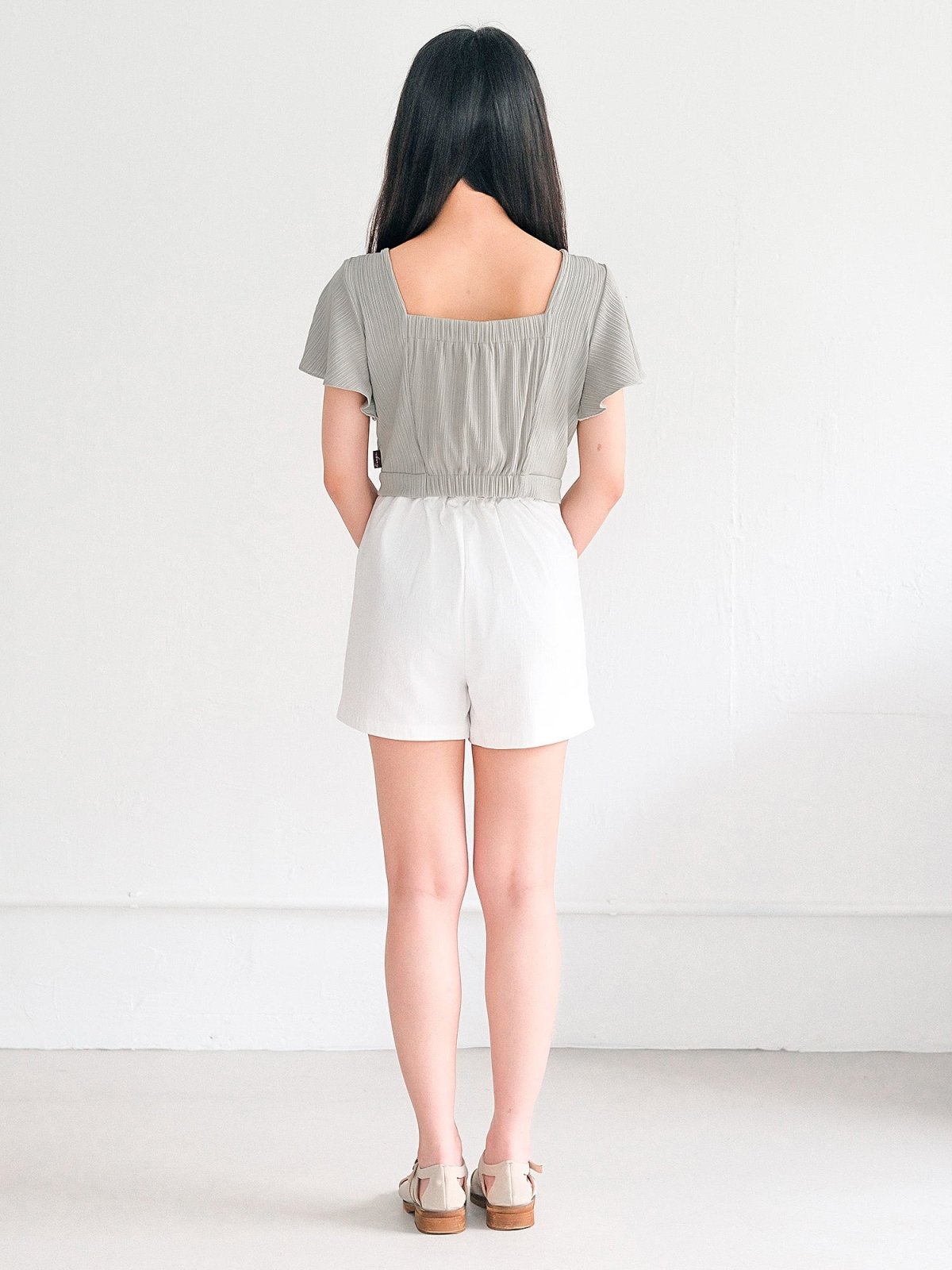 Melanie Buckle Pleated Shorts - DAG-DD0340-23IvoryS - Mochi Ivory - S - D'ZAGE Designs