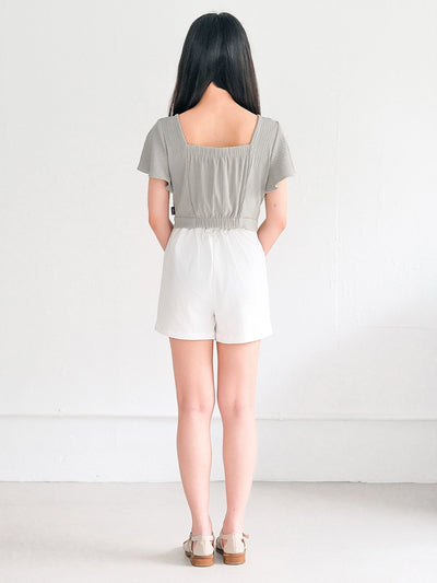Melanie Buckle Pleated Shorts - DAG-DD0340-23IvoryS - Mochi Ivory - S - D'ZAGE Designs