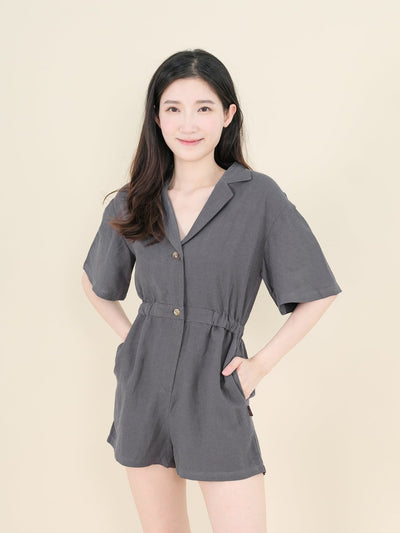 Hanna Classic Elasticated Romper CHARCOAL - DAG-DD9340-22IndigoF - Gray - F - D'ZAGE Designs