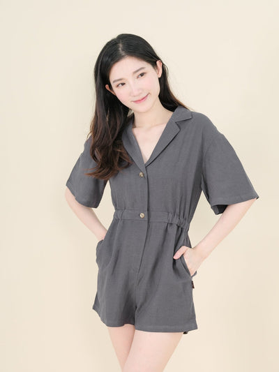 Hanna Classic Elasticated Romper CHARCOAL - DAG-DD9340-22IndigoF - Gray - F - D'ZAGE Designs