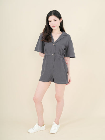 Hanna Classic Elasticated Romper CHARCOAL - DAG-DD9340-22IndigoF - Gray - F - D'ZAGE Designs