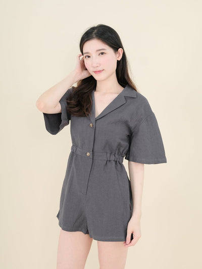 Hanna Classic Elasticated Romper CHARCOAL - DAG-DD9340-22IndigoF - Gray - F - D'ZAGE Designs