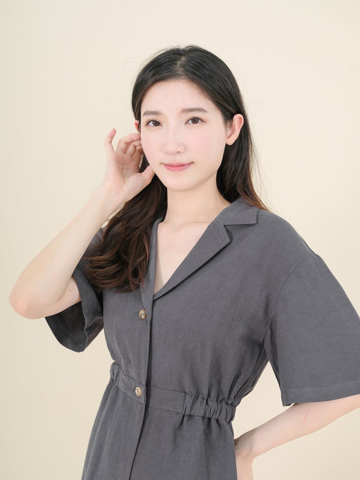Hanna Classic Elasticated Romper CHARCOAL - DAG-DD9340-22IndigoF - Gray - F - D'ZAGE Designs