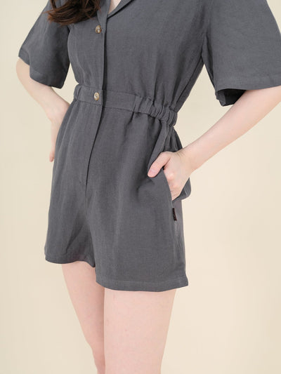 Hanna Classic Elasticated Romper CHARCOAL - DAG-DD9340-22IndigoF - Gray - F - D'ZAGE Designs